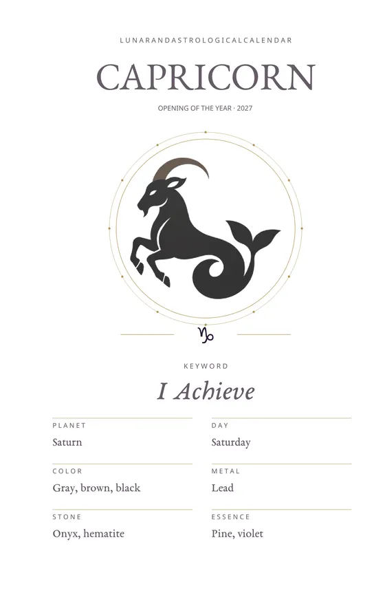 Page 9 of the book: Capricorn, opening of the year